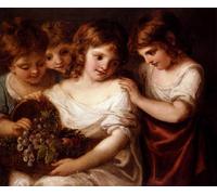YIMACBJXX Famous Pictures Paintings Artwork For Walls Four Children with a Basket of Fruit by Angelica Kauffmann Vintage Wall Art for Home Decor 60x90cm