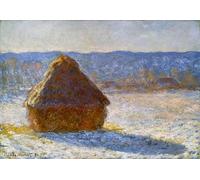 YIMACBJXX Famous Pictures Paintings Artwork For Walls Grainstack in the Morning Snow Effect by Claude Monet Vintage Wall Art for Home Decor 60x90cm