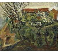 YIMACBJXX Famous Pictures Paintings Artwork For Walls Houses in a Landscape by Chaim Soutine Vintage Wall Art for Home Decor 60x90cm