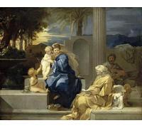 YIMACBJXX Famous Pictures Paintings Artwork For Walls la Sacra Famiglia Sebastien Bourdon Vintage Wall Art for Home Decor 60x90cm