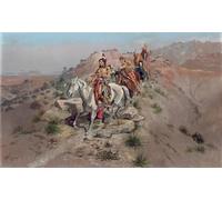 YIMACBJXX Famous Pictures Paintings Artwork For Walls on the Warpath by Charles Russell Vintage Wall Art for Home Decor 60x90cm