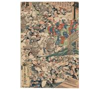 YIMACBJXX Famous Pictures Paintings Artwork For Walls Pilgrims At the Roben Waterfall At Oyama by Utagawa Kuniyoshi Vintage Wall Art for Home Decor 60x90cm