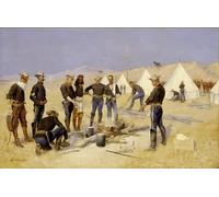 YIMACBJXX Famous Pictures Paintings Artwork For Walls Roasting the Christmas Beef in a Cavalry Camp by Frederic Remington Vintage Wall Art for Home Decor 60x90cm