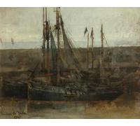 YIMACBJXX Famous Pictures Paintings Artwork For Walls Sketch for Fishing Boats by Stanhope Alexander Forbes Vintage Wall Art for Home Decor 60x90cm