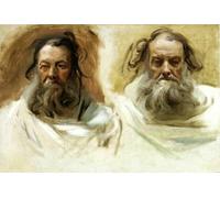 YIMACBJXX Famous Pictures Paintings Artwork For Walls Study for Two Heads for Boston Mural the Prophets by John Singer Sargent Vintage Wall Art for Home Decor 60x90cm