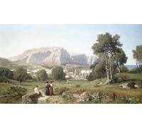 YIMACBJXX Famous Pictures Paintings Artwork For Walls Taking in the View on the Island of in the Gulf of Naples by Henri Harpignies Vintage Wall Art for Home Decor 60x90cm