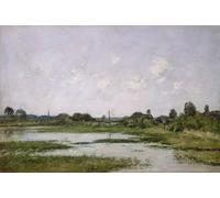 YIMACBJXX Famous Pictures Paintings Artwork For Walls the Banks of the River Touques At Trouville During the Spring Tides by Eugene Louis Boudin Vintage Wall Art for Home Decor 60x90cm