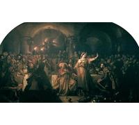YIMACBJXX Famous Pictures Paintings Artwork For Walls the Banquet Scene in Shakespeare's 'macbeth' by Daniel Maclise Vintage Wall Art for Home Decor 60x90cm