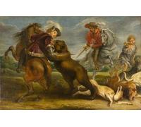 YIMACBJXX Famous Pictures Paintings Artwork For Walls the Bear Hunt by Peter Paul Rubens Vintage Wall Art for Home Decor 60x90cm