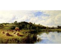 YIMACBJXX Famous Pictures Paintings Artwork For Walls The Thames At Streatley Henry Hillier Vintage Wall Art for Home Decor 60x90cm