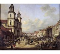 YIMACBJXX Famous Pictures Paintings Artwork For Walls View of Krakowskie Street From Nowyswiat Street in Warsaw by Bernardo Bellotto Vintage Wall Art for Home Decor 60x90cm
