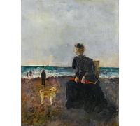 YIMACBJXX Famous Pictures Paintings Artwork For Walls Woman Sitting on the Beach by Alfred Emile Stevens Vintage Wall Art for Home Decor 60x90cm