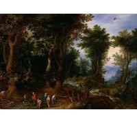 YIMACBJXX Famous Pictures Paintings Artwork For Walls Wooded Landscape with Abraham and Isaac by Jan the Elder Brueghel Vintage Wall Art for Home Decor 60x90cm