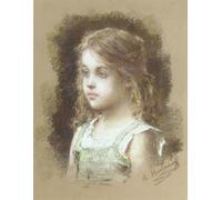 YIMACBJXX Famous Pictures Paintings Artwork For Walls Young Girl in a Green Tunic by Alexei Alexeivich Harlamoff Vintage Wall Art for Home Decor 60x90cm