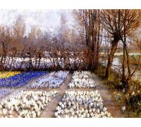 YIMACBJXX Famous Poster Artworks Posters And Prints a Crocus Field in Spring by George Hitchcock Canvas Artwork Print for Home Decor 60x90cm