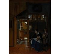 YIMACBJXX Famous Poster Artworks Posters And Prints a Woman Preparing Bread and Butter for a Boy by Pieter De Hooch Canvas Artwork Print for Home Decor 60x90cm