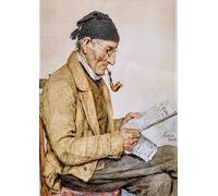 YIMACBJXX Famous Poster Artworks Posters And Prints Farmer with a Pipe While Reading the Messenger by Albert Anker Canvas Artwork Print for Home Decor 60x90cm