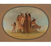 YIMACBJXX Famous Poster Artworks Posters And Prints Four Mandan Warrioriess a Girl and a Boy by George Catlin Canvas Artwork Print for Home Decor 60x90cm