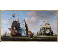 YIMACBJXX Famous Poster Artworks Posters And Prints Marine Scene of Naval Battle Painting by Abraham Storck Canvas Artwork Print for Home Decor 60x90cm