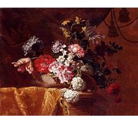 YIMACBJXX Famous Poster Artworks Posters And Prints Still Life of Hydrangeas Convolvuli Peonies and Other Flowers in an Urn on a Draped Stone Ledge by Jean-baptiste Monnoyer for Home Decor 60x90cm