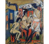 YIMACBJXX Famous Poster Artworks Posters And Prints Street with Cocotte Street Scene. by Ernst Ludwig Kirchner Canvas Artwork Print for Home Decor 60x90cm