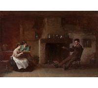 YIMACBJXX Famous Poster Artworks Posters And Prints Winding Yarn Interior of a Nantucket Kitchen by Eastman Johnson Canvas Artwork Print for Home Decor 60x90cm