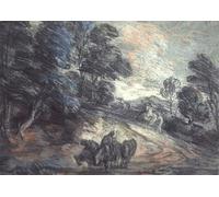 YIMACBJXX Famous Wall Art Decor Canvas Picture Wall a Wooded Landscape with Horses Drinking by Gainsborough Graffiti Art Pictures for Home Decor 60x90cm