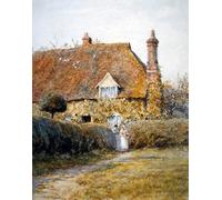 YIMACBJXX Famous Wall Art Decor Canvas Picture Wall At a Courtyard Gate by Helen Allingham Graffiti Art Pictures for Home Decor 60x90cm