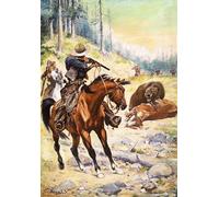 YIMACBJXX Famous Wall Art Decor Canvas Picture Wall Cowboys Surround a Animal Crouched Over the Body of a Cow by Famous Artist Graffiti Art Pictures for Home Decor 60x90cm