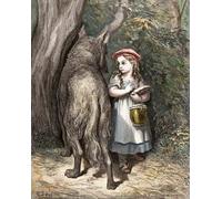 YIMACBJXX Famous Wall Art Decor Canvas Picture Wall Crossing the Woods the Little Red Riding Hood Meets the Wolf Engraving by Gustave Dore Graffiti Art Pictures for Home Decor 60x90cm