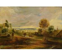 YIMACBJXX Famous Wall Art Decor Canvas Picture Wall Landscape with Farm Buildings Sunset by Peter Paul Rubens Graffiti Art Pictures for Home Decor 60x90cm