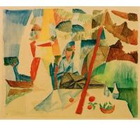 YIMACBJXX Famous Wall Art Decor Canvas Picture Wall Picnic After Sailing by August Macke Graffiti Art Pictures for Home Decor 60x90cm