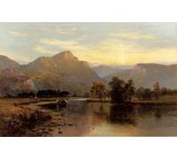 YIMACBJXX Famous Wall Art Decor Canvas Picture Wall Tal Y Llyn North Wales Alfred de Breanski Snr Graffiti Art Pictures for Home Decor 60x90cm