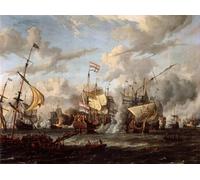 YIMACBJXX Famous Wall Art Decor Canvas Picture Wall the Battle of Texel by Abraham Storck Graffiti Art Pictures for Home Decor 60x90cm