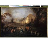 YIMACBJXX Famous Wall Art Decor Canvas Picture Wall the Burden of War Painting by Jean Antoine Watteau Oil on Copper by Jean Antoine Watteau Graffiti Art Pictures for Home Decor 60x90cm