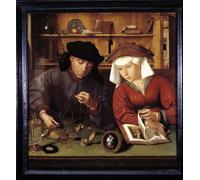 YIMACBJXX Famous Wall Art Decor Canvas Picture Wall the Money Changer and His Wife the Lender and His Wife by Quentin Massys or Metsys Graffiti Art Pictures for Home Decor 60x90cm