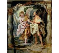 YIMACBJXX Famous Wall Art Decor Canvas Picture Wall the Prophet Elijah and the Angel in the Wilderness by Peter Paul Rubens Graffiti Art Pictures for Home Decor 60x90cm