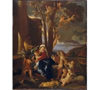 YIMACBJXX Famous Wall Art Decor Canvas Picture Wall the Rest on the Flight Into Egypt by Nicolas Poussin Graffiti Art Pictures for Home Decor 60x90cm
