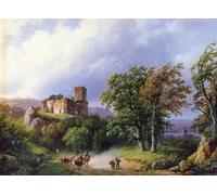 YIMACBJXX Famous Wall Art Decor Canvas Picture Wall the Ruined Castle by Barend Cornelis Koekkoek Graffiti Art Pictures for Home Decor 60x90cm