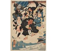 YIMACBJXX Famous Wall Art Decor Canvas Picture Wall the Strange Occurrence of Ukiyo Matahei and His Famous Paintings by Utagawa Kuniyoshi Graffiti Art Pictures for Home Decor 60x90cm