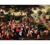 YIMACBJXX Famous Wall Art Decor Canvas Picture Wall Wedding Feast by Pieter Brueghel the Younger Graffiti Art Pictures for Home Decor 60x90cm