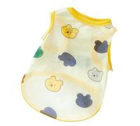 YIMAISZQ Dog Clothes Breathable Mesh Pet Puppy Summer Vest Anti-shedding Yorkshire Pullover Small Bear Printed Maltese T-shirt-yellow-m