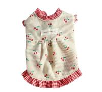 YIMAISZQ Dog Clothes Cute Summer Cherry Knitted Skirt Pet Dress For Dogs Clothing Cat Small Print White Fashion Puppy Chihuahua Pet-dress-xs