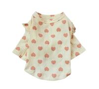 YIMAISZQ Dog Clothes Heart Print Shirt For Small Medium Dogs Spring Summer Outfits Ruffle Long Sleeve Pet Clothes-yellow-xxl