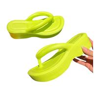 YIMAISZQ Flip Flops Women Beach Slippers Thick Sole Wedge Heels Sandals Outdoor Slides Non-slip Homes Fashion Flip-flops-green-36-37(foot 230mm)