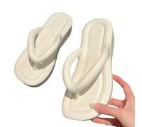 YIMAISZQ Flip Flops Women Beach Slippers Thick Sole Wedge Heels Sandals Outdoor Slides Non-slip Homes Fashion Flip-flops-white-36-37(foot 230mm)