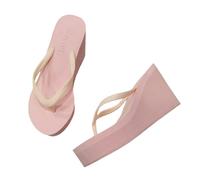 YIMAISZQ Flip Flops Women High Heels Slippers Womens Summer Thick Soled Beach Shoes Wedge Sponge Shoe Candy Colored Shoes-pink-37