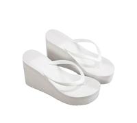 YIMAISZQ Flip Flops Women High Heels Slippers Womens Summer Thick Soled Beach Shoes Wedge Sponge Shoe Candy Colored Shoes-white-36