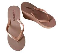 YIMAISZQ Flip Flops Women High Heels Slippers Womens Summer Thick Soled Beach Shoes Wedge Sponge Shoe Candy Colored Shoes-dark Brown-37