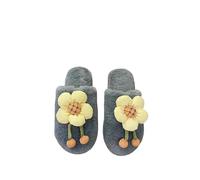 YIMAISZQ Memory Foam Slippers Women Autumn Winter Sweet Floral Soft Sole Cotton Padded Indoor Warmth Cozy Home Footwear -gray Slippers-36-37